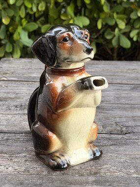 Vintage Erphila Begging Dachshund Dog Germany Figural Teapot Pitcher #6703B